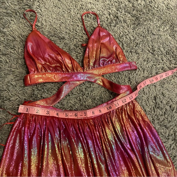 Retrofete NEW Jett Dress Rainbow Orange Ombre Red Metallic Cut Out Maxi M $675.0 - Picture 15 of 16